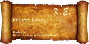 Kristó Ervin névjegykártya