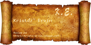 Kristó Ervin névjegykártya